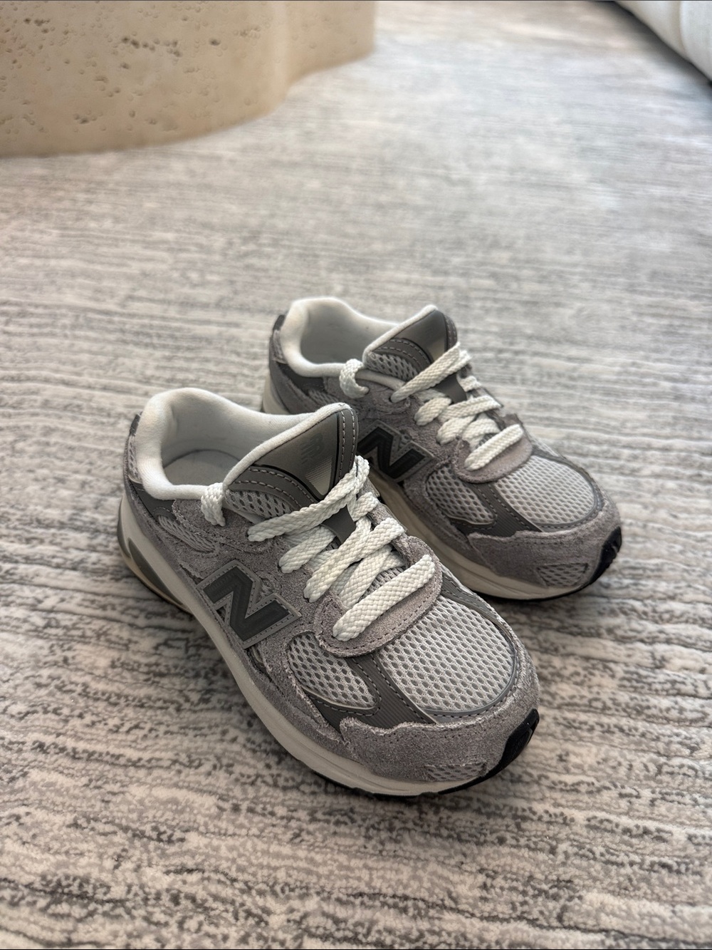 New Balance Kids' Light Grey and White Sneakers
